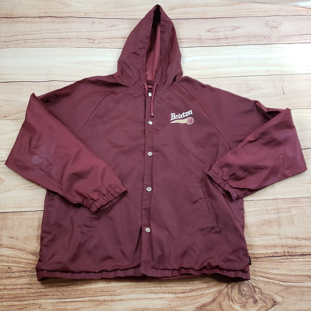 Brixton Jacket Mens Large Red Windbreaker Outdoors Lightweight‎ Logo Skate Adult